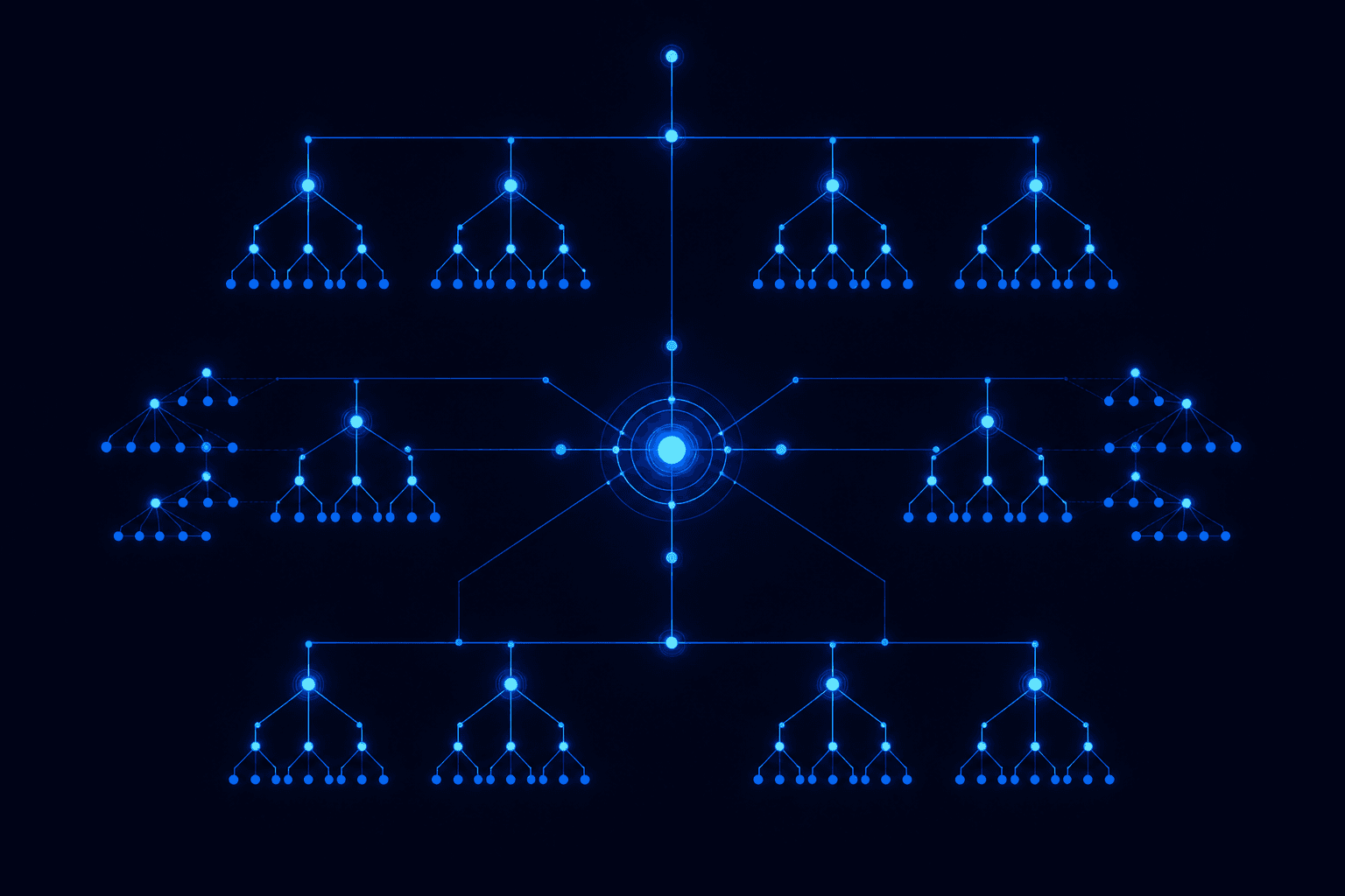 Structured connected network showing governed asset relationships